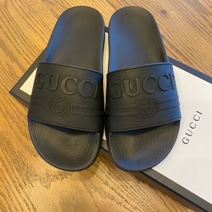 Authentic Gucci Black Rubber Slides